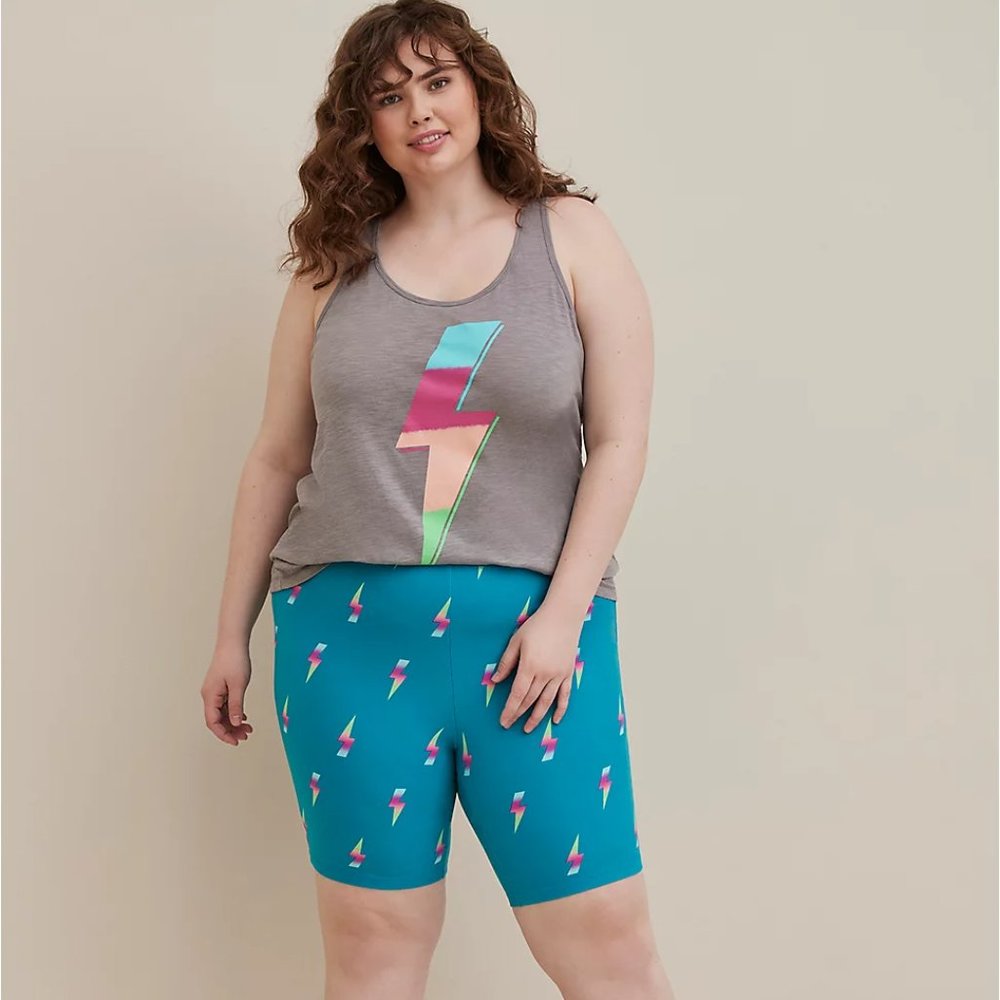 TORRID Sizes LARGE (0), 1X Foxy Sleep Short w/o Tie 9" Inseam Blue Lightning NEW - Picture 2 of 5